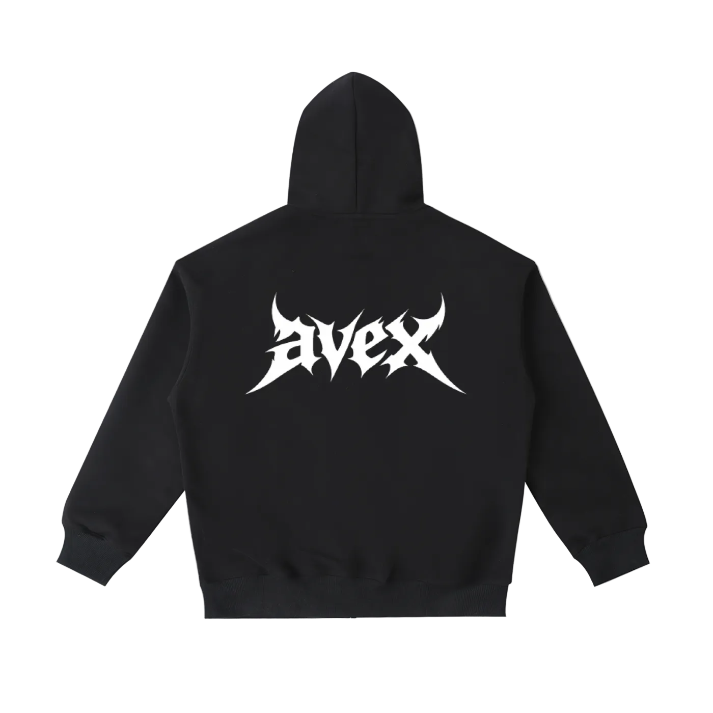 black Heavyweight double zipper hoodie